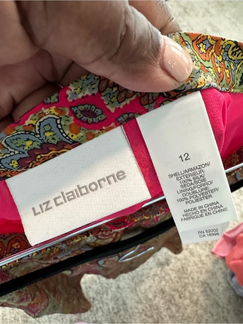 Liz Claiborne 100% Silk Paisley Midi Skirt 12 - Picture 5 of 5